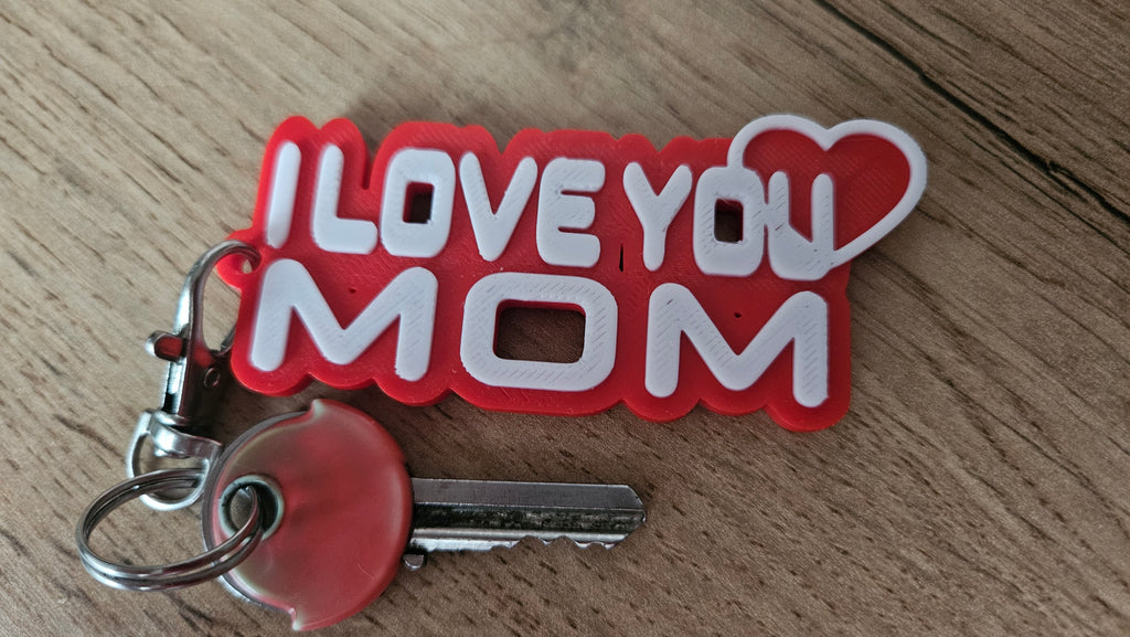 I LOVE YOU MOM  Cute Heart Keychain