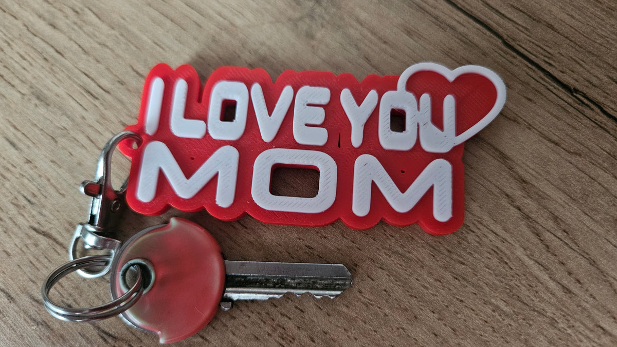 I LOVE YOU MOM  Cute Heart Keychain