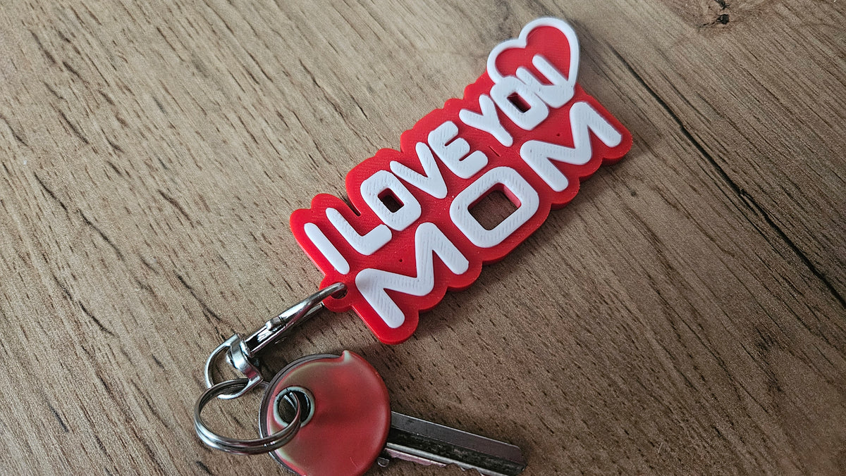 I LOVE YOU MOM  Cute Heart Keychain
