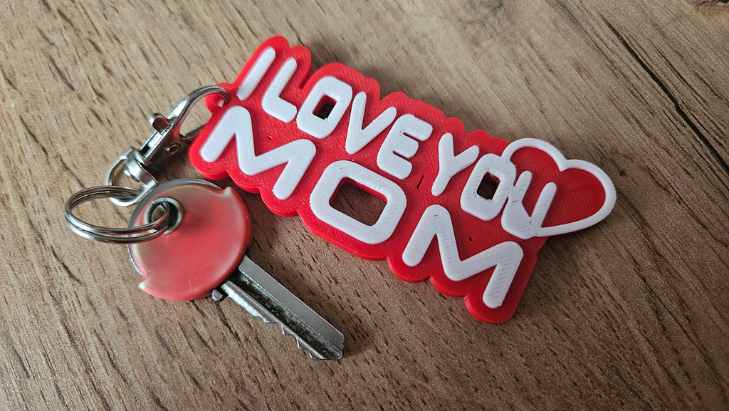 I LOVE YOU MOM  Cute Heart Keychain