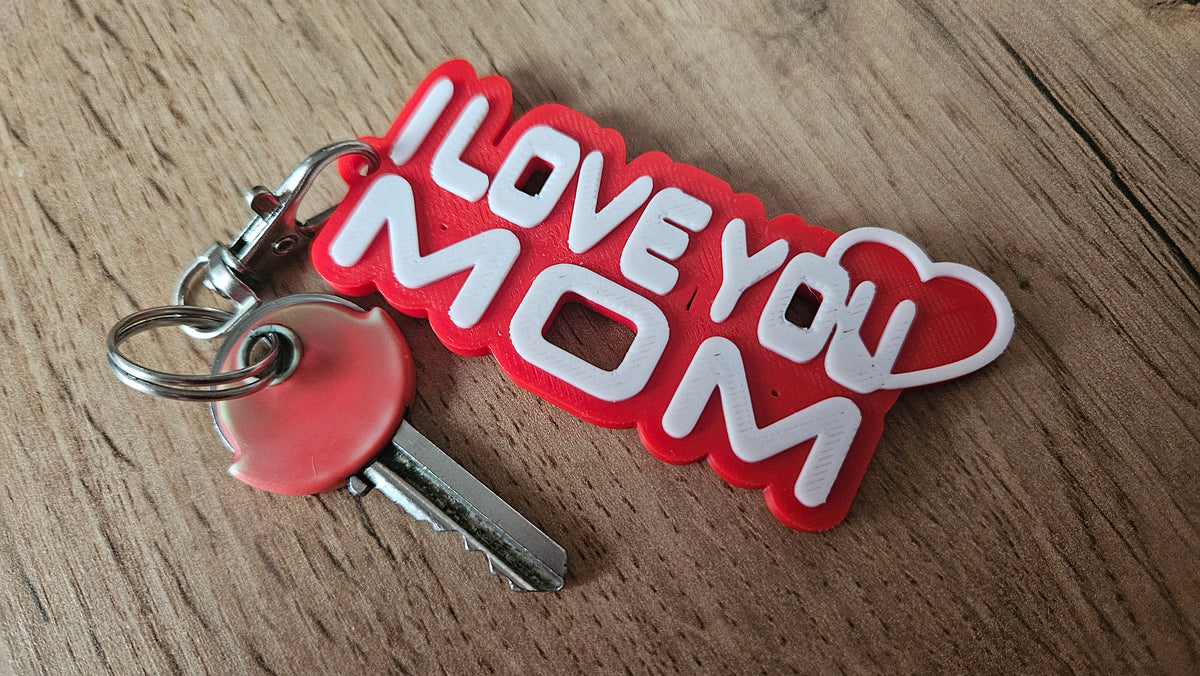I LOVE YOU MOM  Cute Heart Keychain