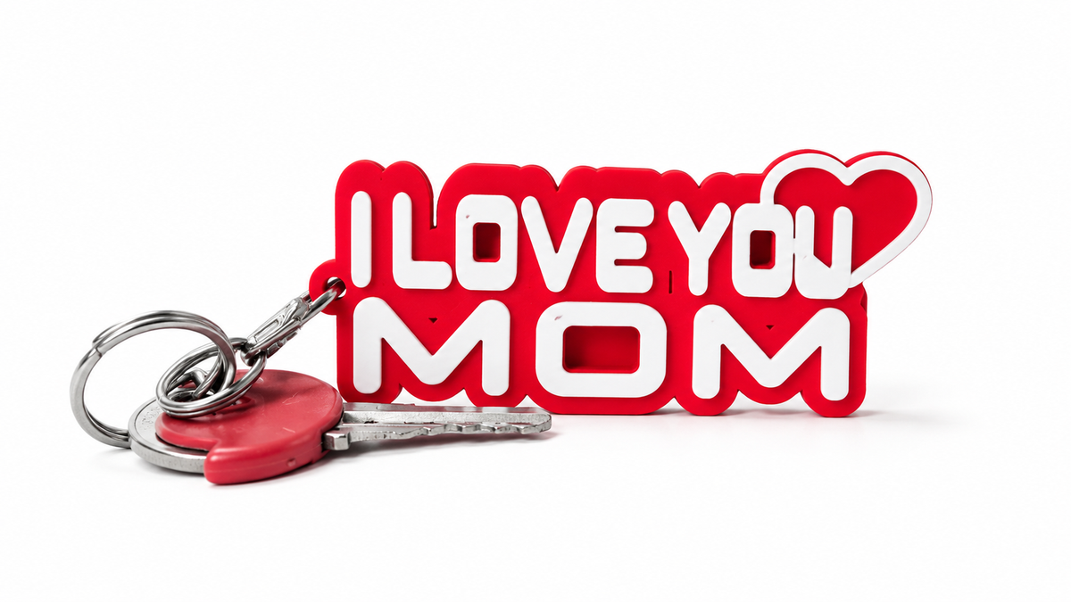 I LOVE YOU MOM  Cute Heart Keychain